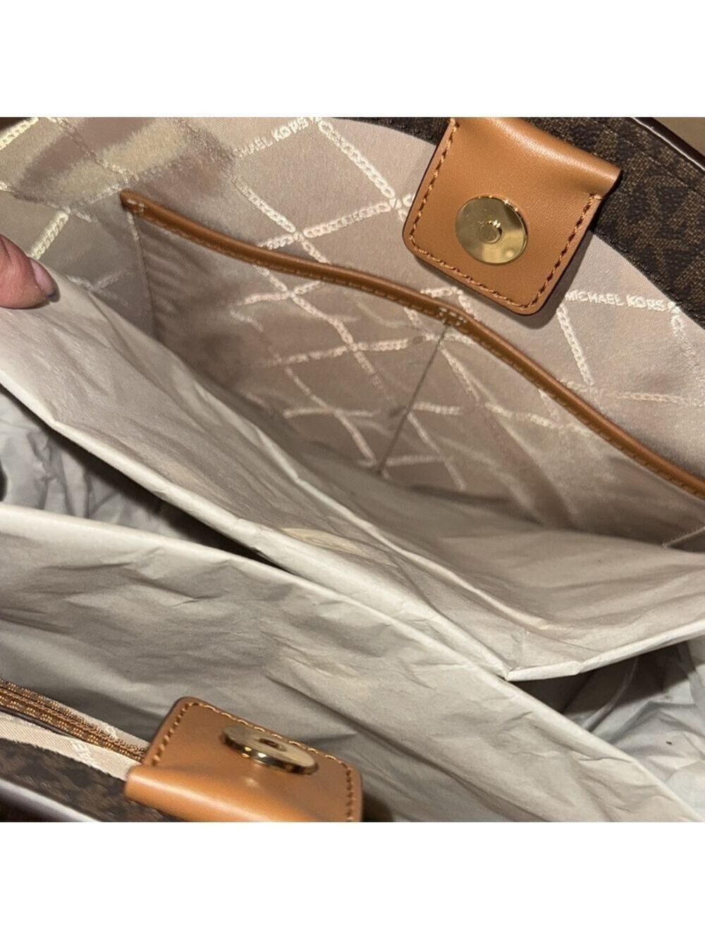Michael Kors Medium Charlie Tote Acorn Brown Logo NWT - Picture 14 of 16